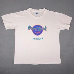 Vintage 90s Hard Rock Cafe Las Vegas T-Shirt White Logo Mens XL